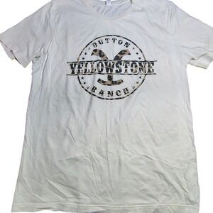 Yellowstone‎ Ranch Dutton Y Logo Leopard Print Graphic T Shirt western rustic